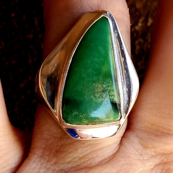 New Men's Chrysoprase 925 Silver Ring. - Picture 4 of 14
